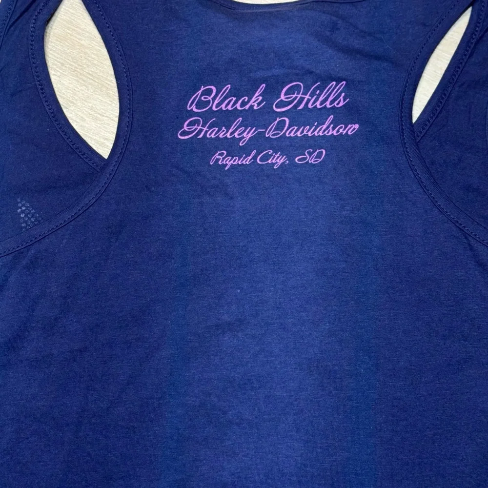 Y2K Biker Babe Harley Davidson Studded Wing Tank Black Hills Size M NWT) - Picture 5 of 11